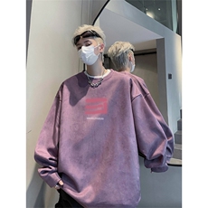 抖音得物高品质美式高街麂皮绒宽松圆领卫衣wyjp7532-特p35控69，男装卫衣，星座605(原A050)