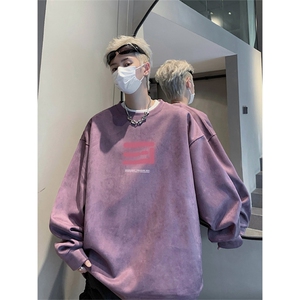 抖音得物高品质美式高街麂皮绒宽松圆领卫衣wyjp7532-特p35控69图片