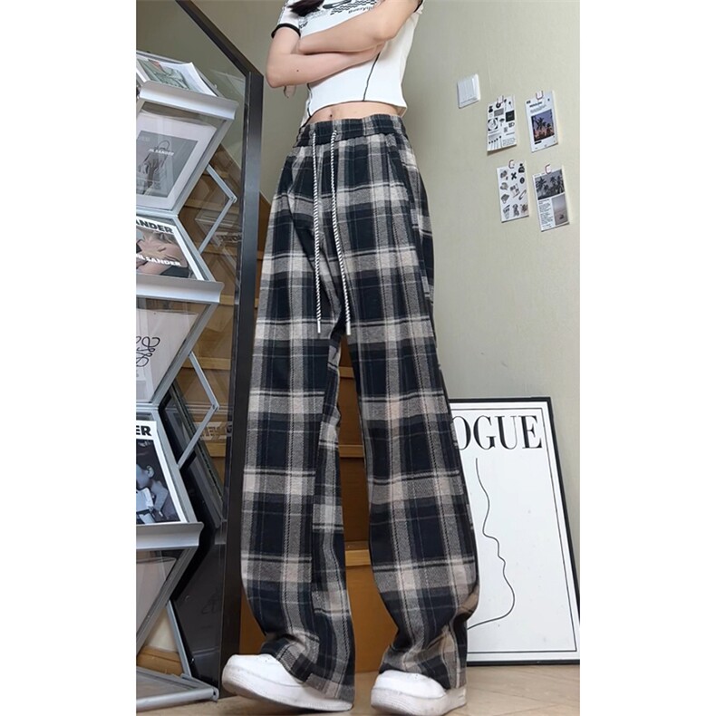 潮流大码中性风美式休闲直筒格子裤拖地裤长裤K8585-P48【特价】,男装休闲裤,电商A007