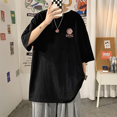 YT26237-P30亚短袖t恤男大码五分袖男宽松七分袖海报风，男装T恤，电商A040