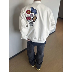 网图有货美式街头徽章字母刺绣棒球服外套男女宽松夹克A881-P43，男装夹克，星座1505