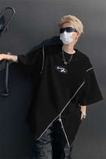 男装不规则解构拉链短袖T恤24夏季新款圆领上衣XZ514-2-20248-P58，男装T恤，星座514-2(原B239)