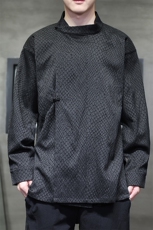 新品圆领蟒纹提花改良复古风长袖衬衫新中式盘扣外套31213，男装衬衫，星座305A（原312A-1）