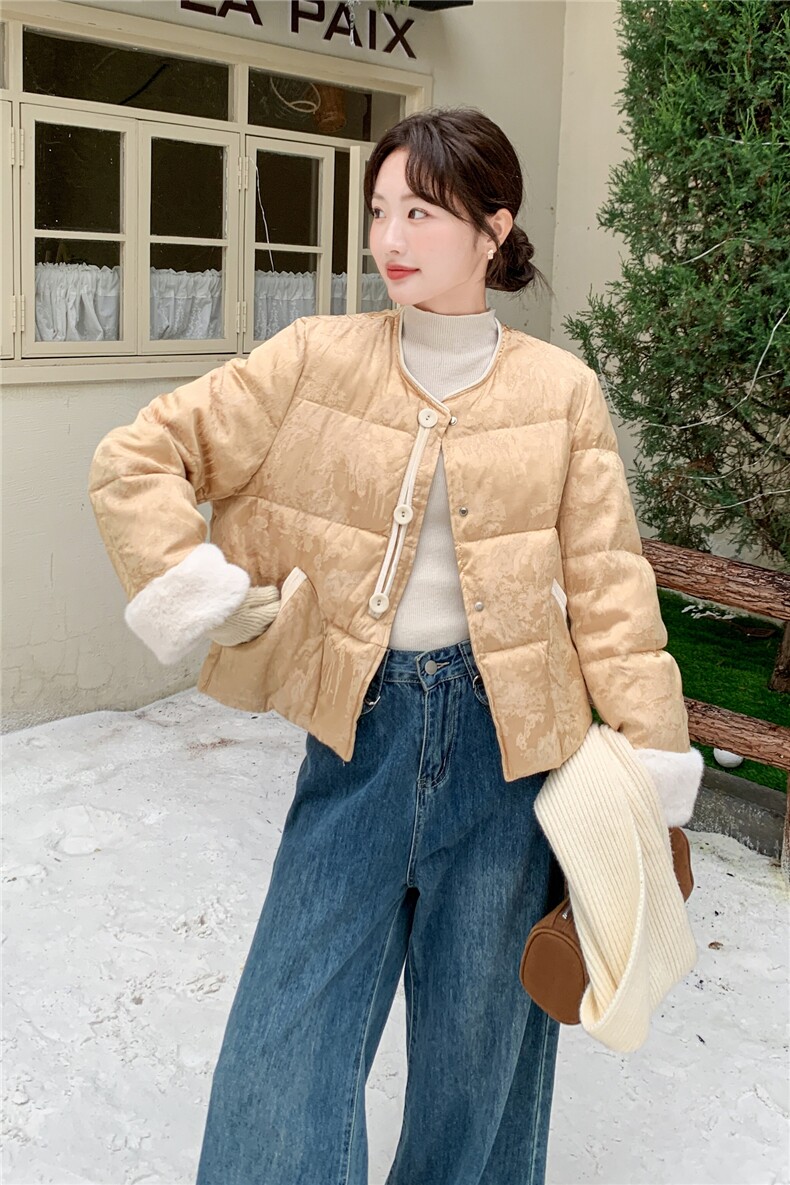 2025年冬季新中式羽绒服短款50白鸭绒RF2C290-6898#-P295-K399,女装羽绒服,蝶眷
