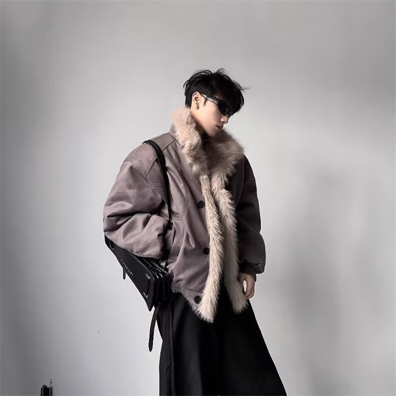座山雕棉服男款冬季加厚连帽毛领外套痞帅夹克棉衣 网 B125-P103图片