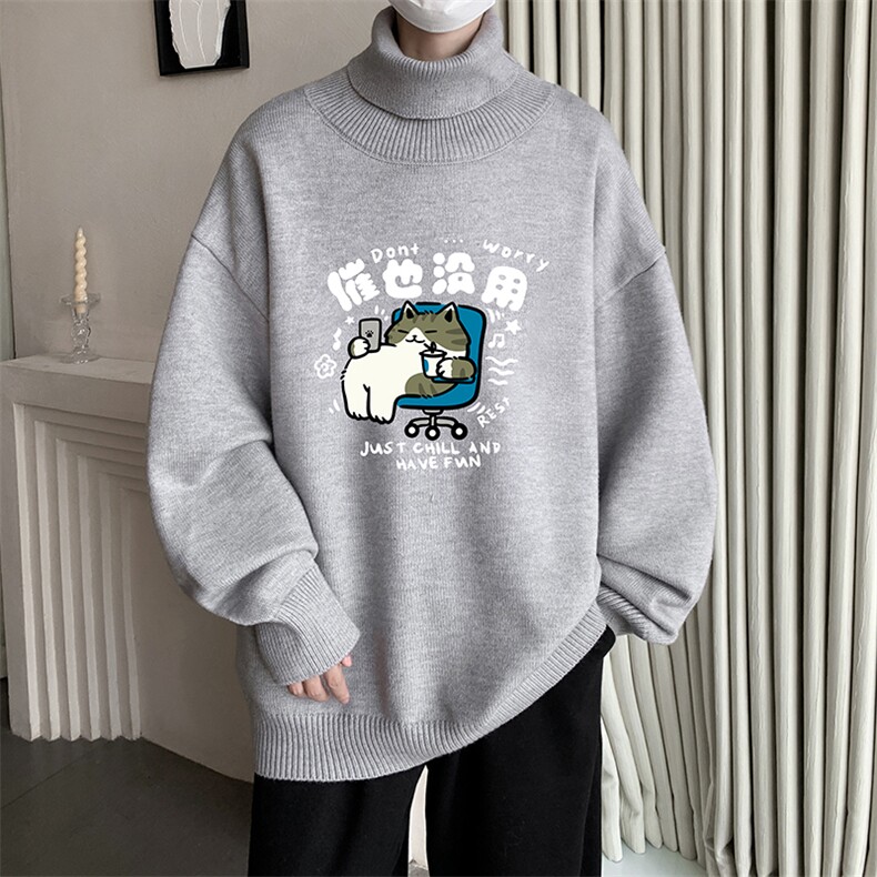 8XL高领毛衣男大码胖子堆堆领打底羊毛衫GM45403-P45加绒款-P65,男装T恤,电商A040