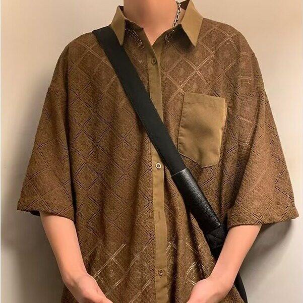 CLH30-P36港风镂空短袖衬衫夏季感情侣宽松休闲半袖衬衣外套潮，男装T恤，星座1503-1