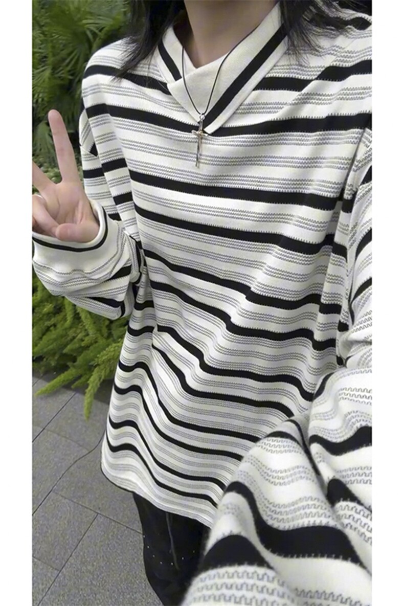 现货PL22-P55控88不规则翻领条纹polo衫男长袖秋季宽松休闲上衣服,男装Polo衫,星座403（原603-1）