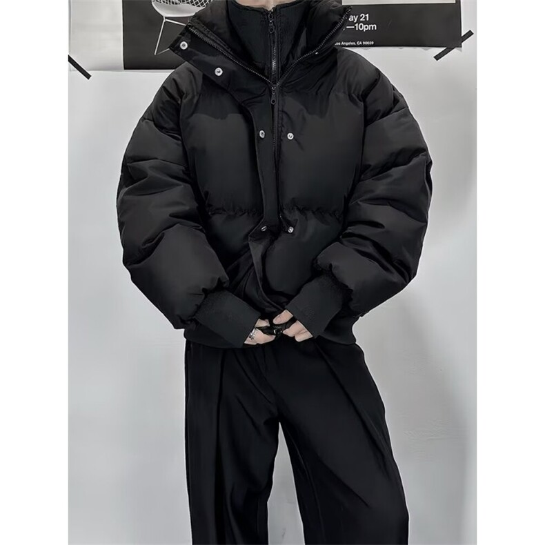 新款韩版假两件棉服男痞帅黑色加绒加厚立领棉衣休闲外套MC440,男装棉衣,星座1116A（原606A-3）