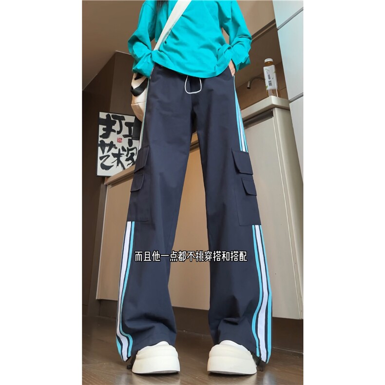 秋季新款INS潮流条纹设计大口袋宽松工装裤B315-K24268-特p40控78,男装工装外套,电商B315
