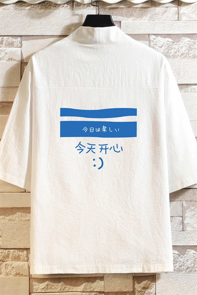 HF59033-P40风汉服男开衫外套七分袖道袍砖墙挂拍,男装民族服装,电商A040A