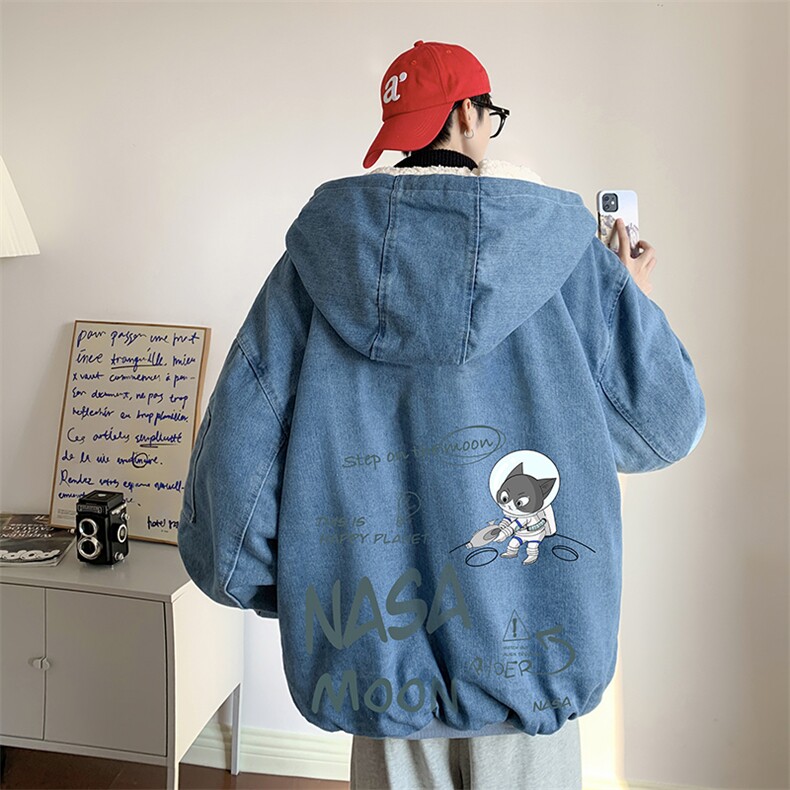 控价158牛仔棉衣男大码加绒羊羔绒牛仔棉服男棉袄NM53187-P140,男装棉衣,电商A040