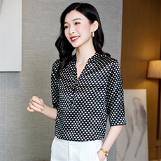 高级感印花真丝衬衫女桑蚕丝2025夏新款衬衣短袖大码气质妈妈上衣，女装衬衫，阿舍尔精品