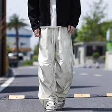 GENIOLAMODE美式工装伞兵裤子男士夏季薄款2025新款宽松直筒休闲，男装休闲裤，星座309（原A406）