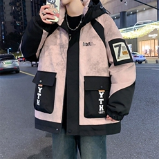 2024脏脏灰加厚棉衣青少年棉衣男士连帽外套，男装棉衣，星座1206（原A206）