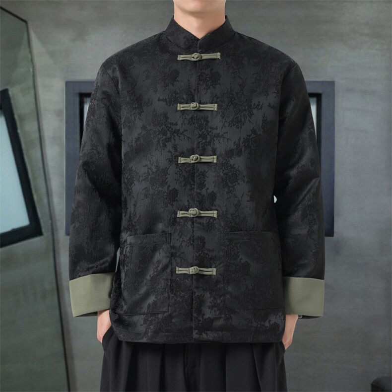 男士外套浮雕梅花夹克盘扣立领唐装风 XZ1512-2504单夹克-P80图片