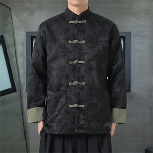 男士外套浮雕梅花夹克盘扣立领唐装风 XZ1512-2504单夹克-P80图片