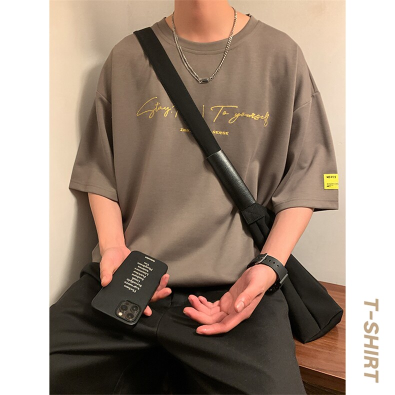 冰氧仿棉短袖港风暖光夏季休闲百搭字母印花男上衣TC3152-P22控48,男装T恤,星座717
