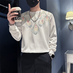 高级感痞帅卫衣外套男圆领印花社会小伙店主风301C-WY38-P58控78图片