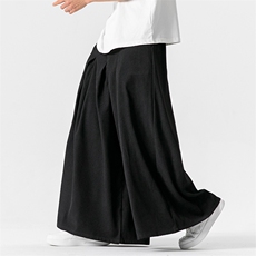 24夏季大码宽松裙裤汉服直筒阔腿裤休闲裤中式潮暗黑K251/P70，男装休闲裤，电商A221A