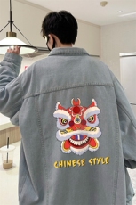 牛仔夹克男大码牛仔外套男茄克NJ77185-P60加绒款-P75，男装夹克，电商A040