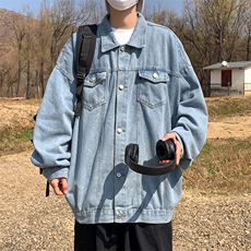 牛仔外套男韩版潮流高街帅气2024春秋新款ins宽松夹克W4715-P55，男装夹克，星座412