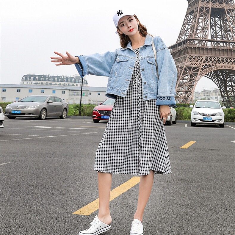 中长款翻领夏修身长袖显瘦潮牛仔外套女2021夏季新款韩版,女装短外套,布衣桑