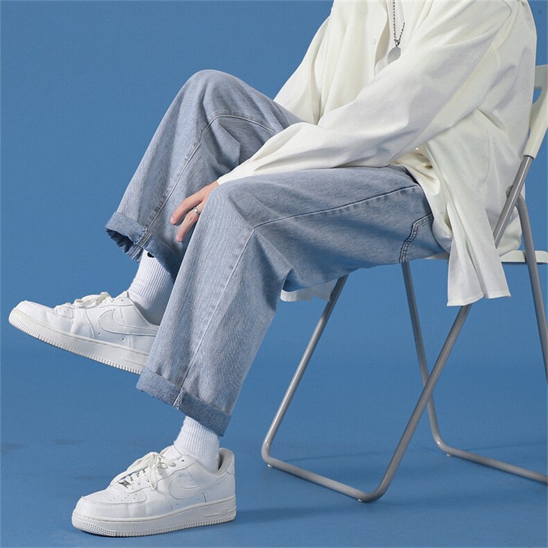 跑量款！港风直筒纯色牛仔裤韩版休闲长裤子A080-9252-P30控48,男装牛仔裤,电商A080
