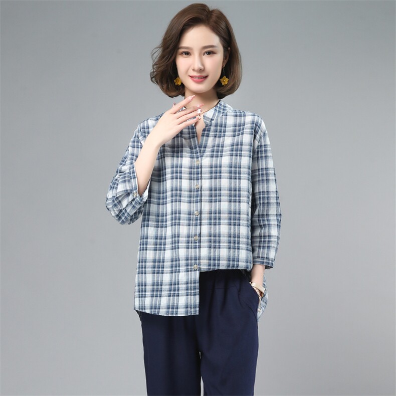  | “一眼很难不爱的蓝色”慵懒压马路格子长袖衬衫图片