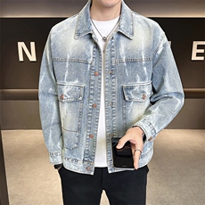 浅色牛仔夹克外套男春季2025新款水洗潮牌上衣A313-1711-P155，男装夹克，电商A313