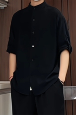 C1020/P28四季款衬衣立领五分中袖男女短袖衬衫七分袖大码，男装衬衫，电商A141