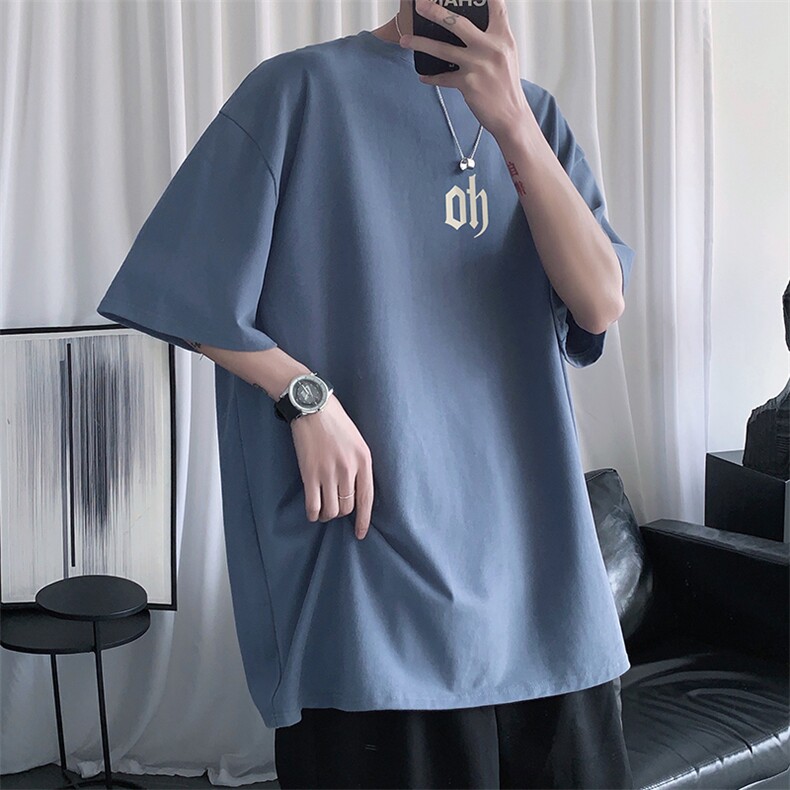 HXY987TP20夏季新款简约潮牌印花短袖T恤男生宽松ins百搭五分袖,男装T恤,电商A102-1