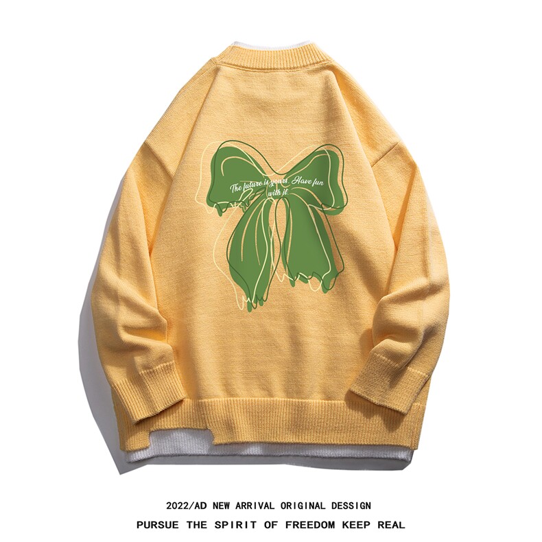 白底22秋冬新款时尚设计感潮流假两件圆领套头毛衣M223P65控88，男装针织衫/毛衣，电商A247-1