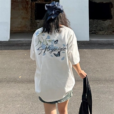 万针全刺绣解构设计260克重磅双纱纯棉高品质美式高街短袖T恤特35，男装T恤，电商A486