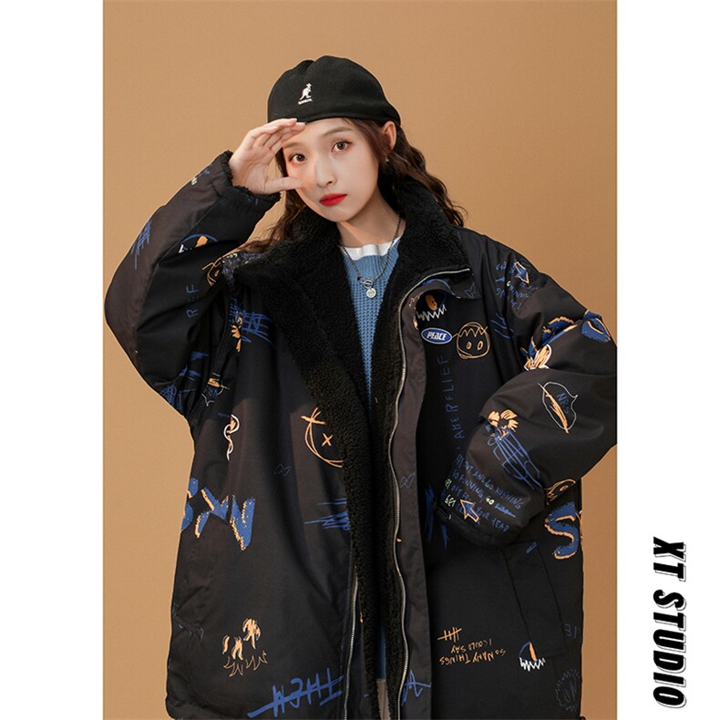 两面穿重磅女港风潮牌潮流美式棉服外套A170-M801-TP38,女装棉衣/棉服,电商A170