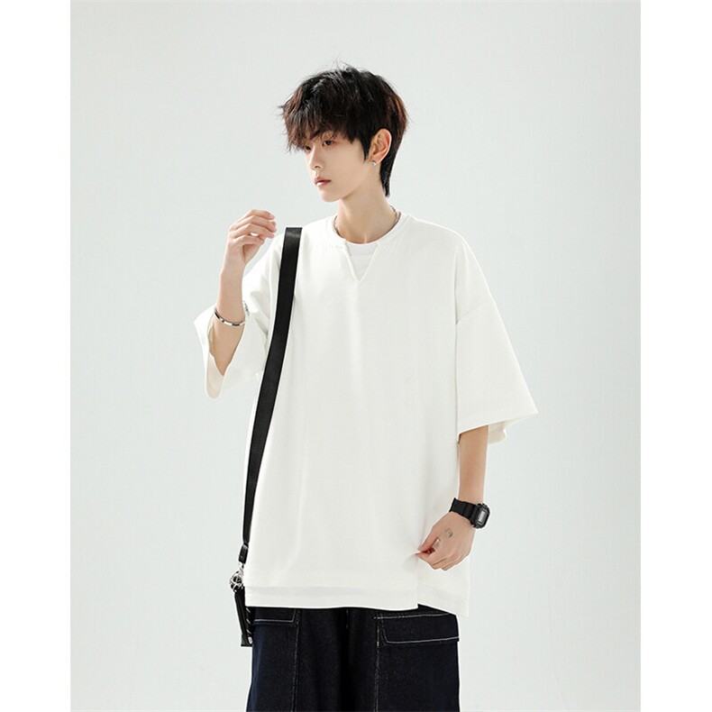 8XL-M特大码短袖男假两件五分袖高品质空气层宽松上衣DX321P35,男装T恤,电商D206-1