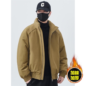 现货美式高街休闲棉衣夹克三防立领纯色户外工装加厚棉服外套图片