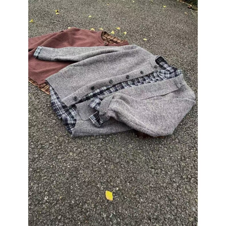 已下单~秋冬重磅老钱风假两件针织毛衣开衫MY2573批88,男装针织衫/毛衣,星座1411A-6