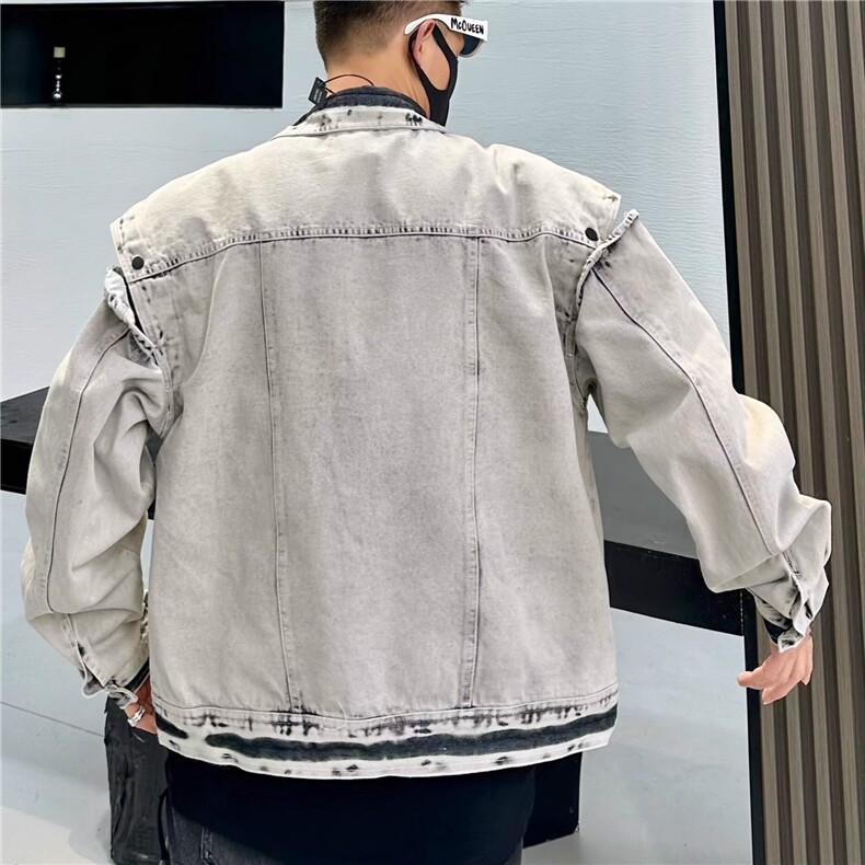 美式复古潮牌字母休闲百搭牛仔外套男春秋季vintage街头情侣夹克,男装工装外套,星座1210-1