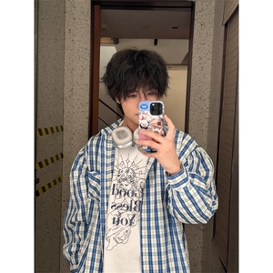 【有货】cleanfit蓝白格子衬衫男美式复古长袖衬衣N316LL-特P45图片