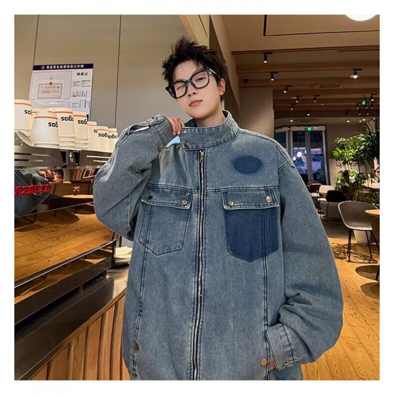 F625P75潮男日系复古做旧牛仔夹克男女潮牌街头宽松休闲百搭,男装夹克,星座512-6