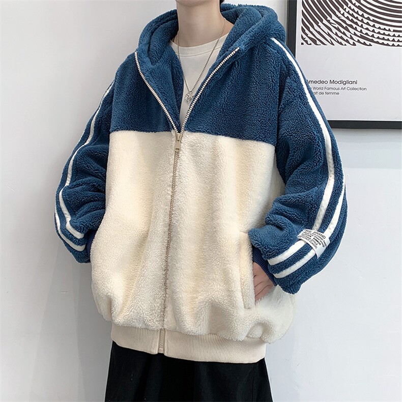 冬款港风潮加绒加厚棉衣休闲羊羔绒连帽外套男女921-P110控价158,男装棉衣,电商A441-1