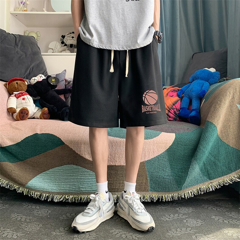 HD74237-P22华夫格短裤男大码宽松五分裤男直筒中裤,男装休闲裤,电商A040