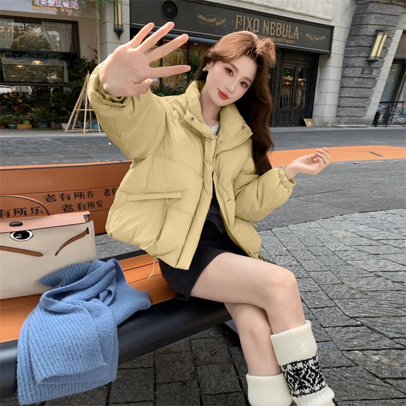 现货新款独特超好看短款羽绒服女款冬季立领面包服小个子羽绒外套,女装羽绒服,网红馆