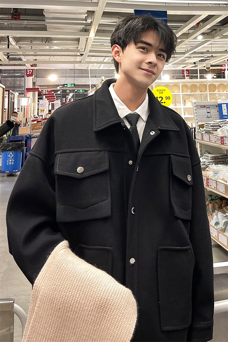 男装呢料大衣2026秋冬季新款毛呢大衣男生外套XZ514-2-F598-P125,男装毛呢大衣,星座514-2(原B239)