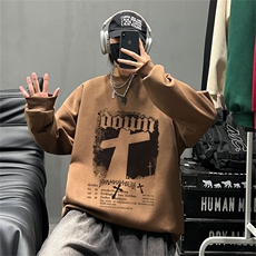 美拉德无帽卫衣男春秋季oversize潮牌重磅外套情侣青少年大码上衣，男装卫衣，电商A028