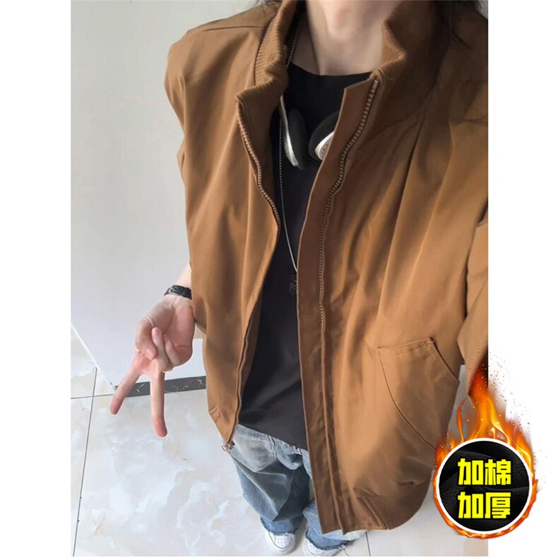 棉衣5W件现货冬季美拉德立领飞行夹克廓形高街棒球服加棉加厚外套，男装夹克，电商A486