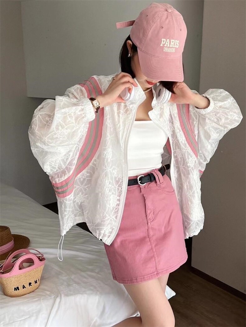 欧货气质拼蕾丝防晒衣外套,女装其它,L·H·X