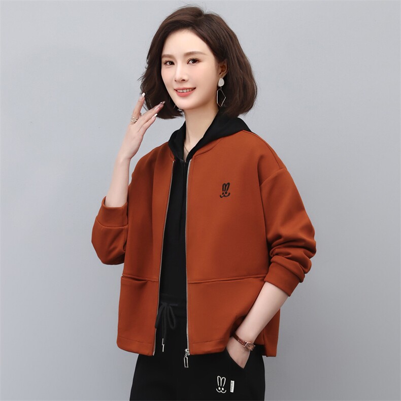 2023年春季新款韩版休闲百搭短外套女士短款拉链开衫气质减龄夹克,女装短外套,简韵佳