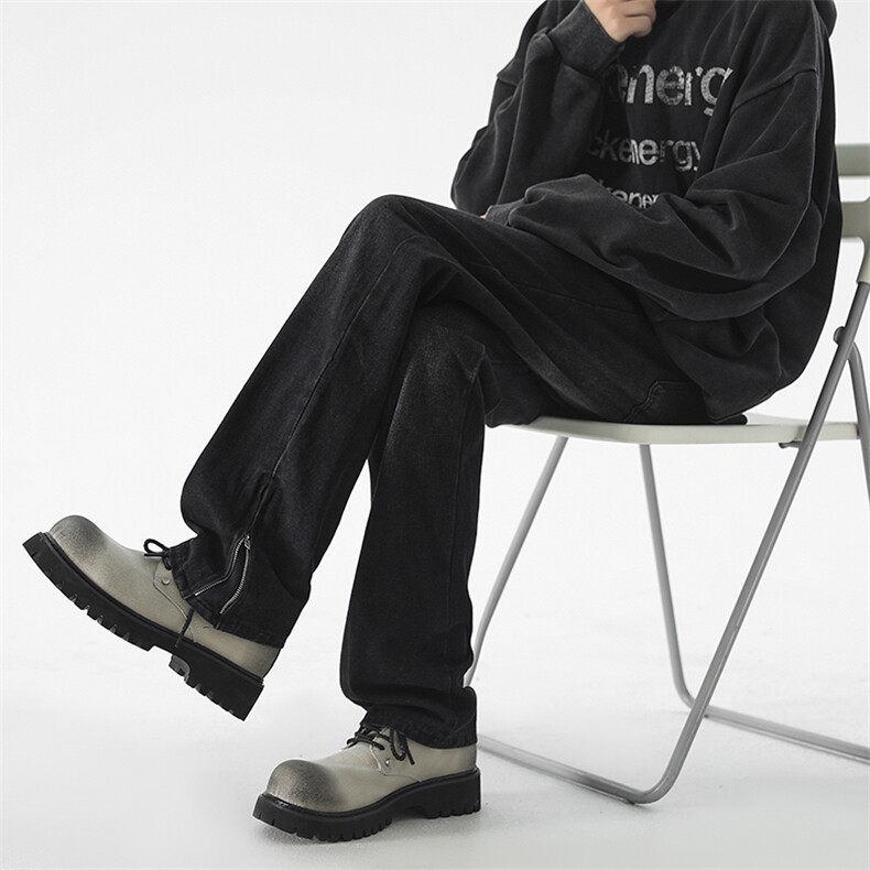 现货秋冬渐变拉链黑色直筒大码修身牛仔裤男K5804-K5805-P50,男装牛仔裤,星座205